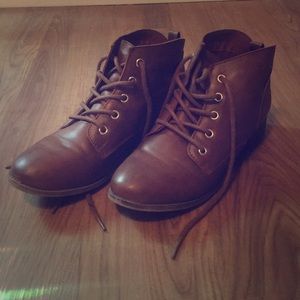 Brown Ankle Lace Up Booties